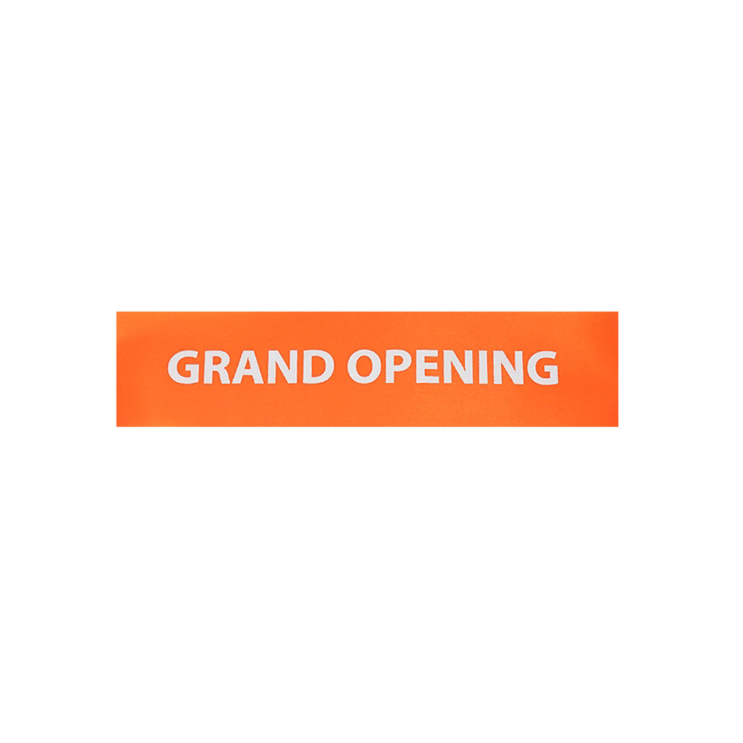 4 Inch Wide Grand Opening Ribbon (White Capital Letters)