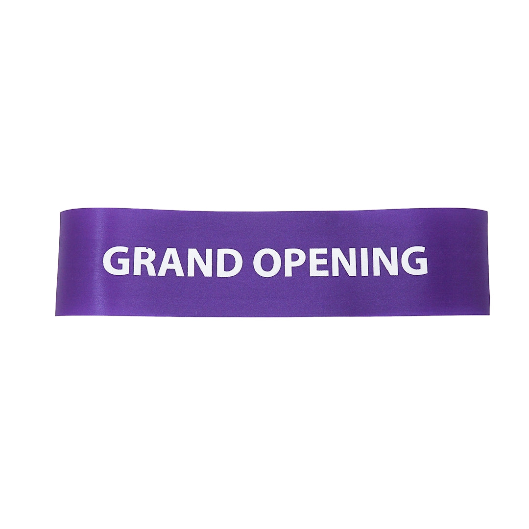 4 Inch Wide Grand Opening Ribbon (White Capital Letters)