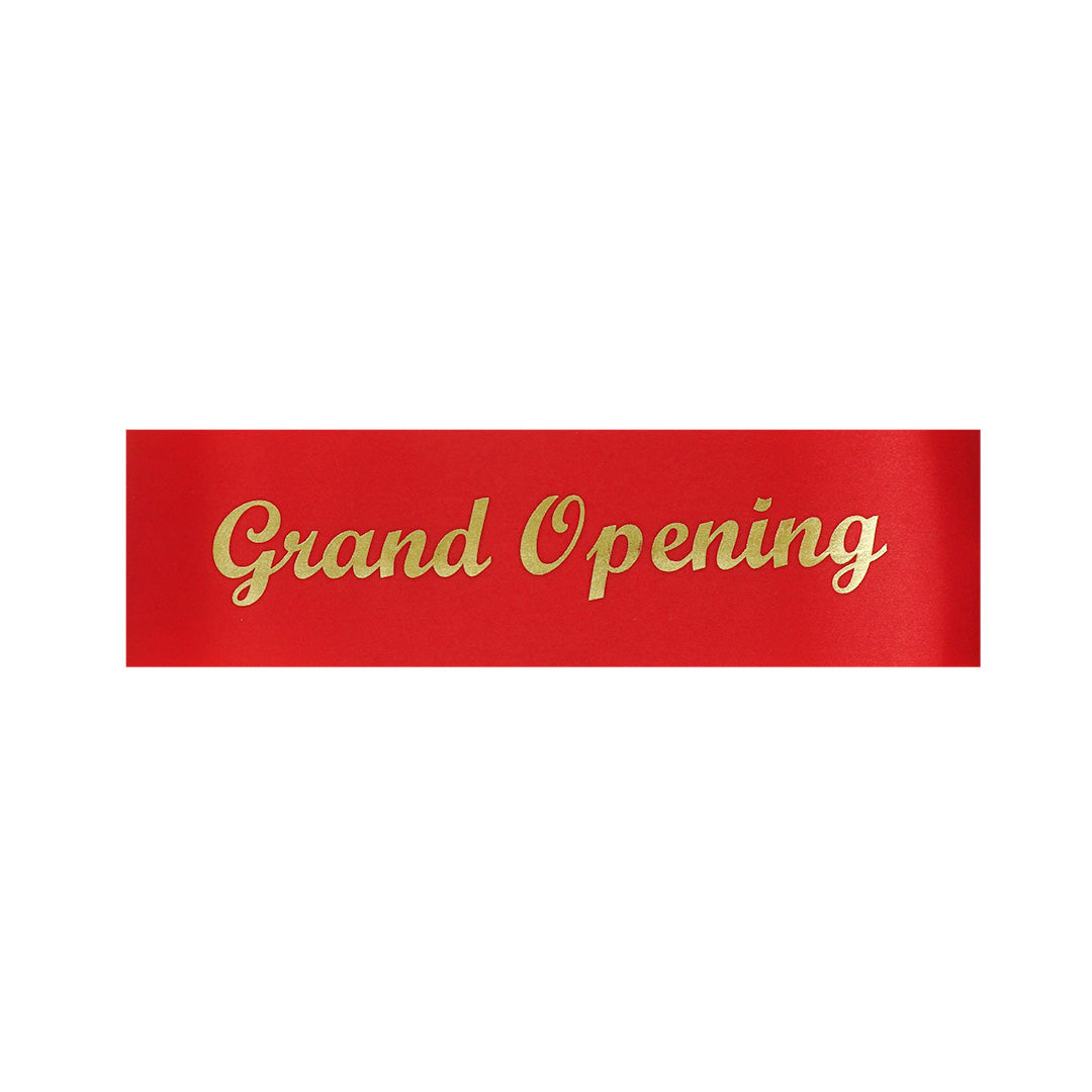 4 Inch Wide Grand Opening Ribbon (Silver or Gold Cursive Letters)