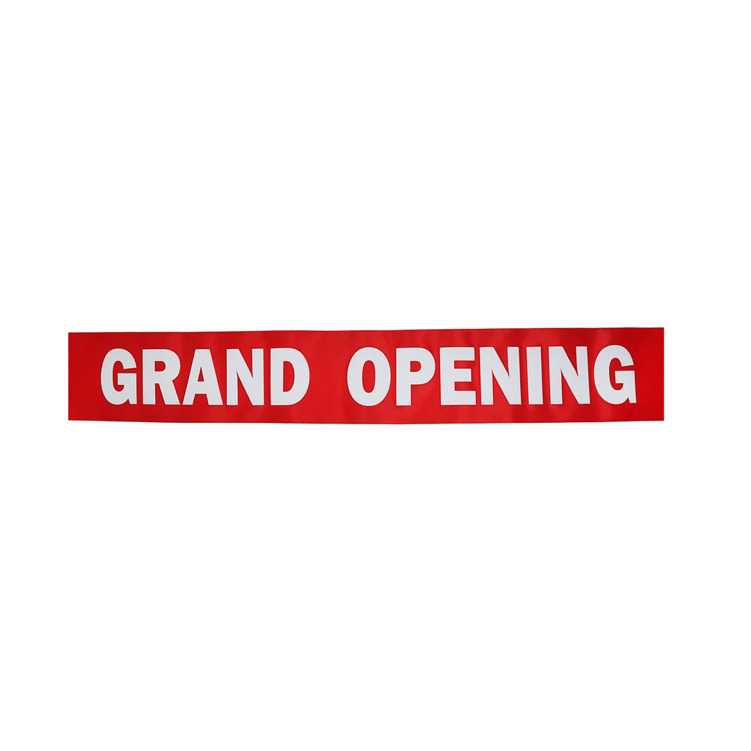 4 Inch Wide Grand Opening Ribbon (White Capital Letters)