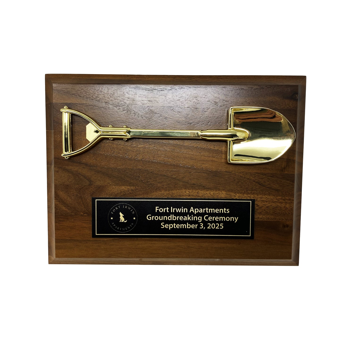 8 Inch Wood Plaque with Shovel