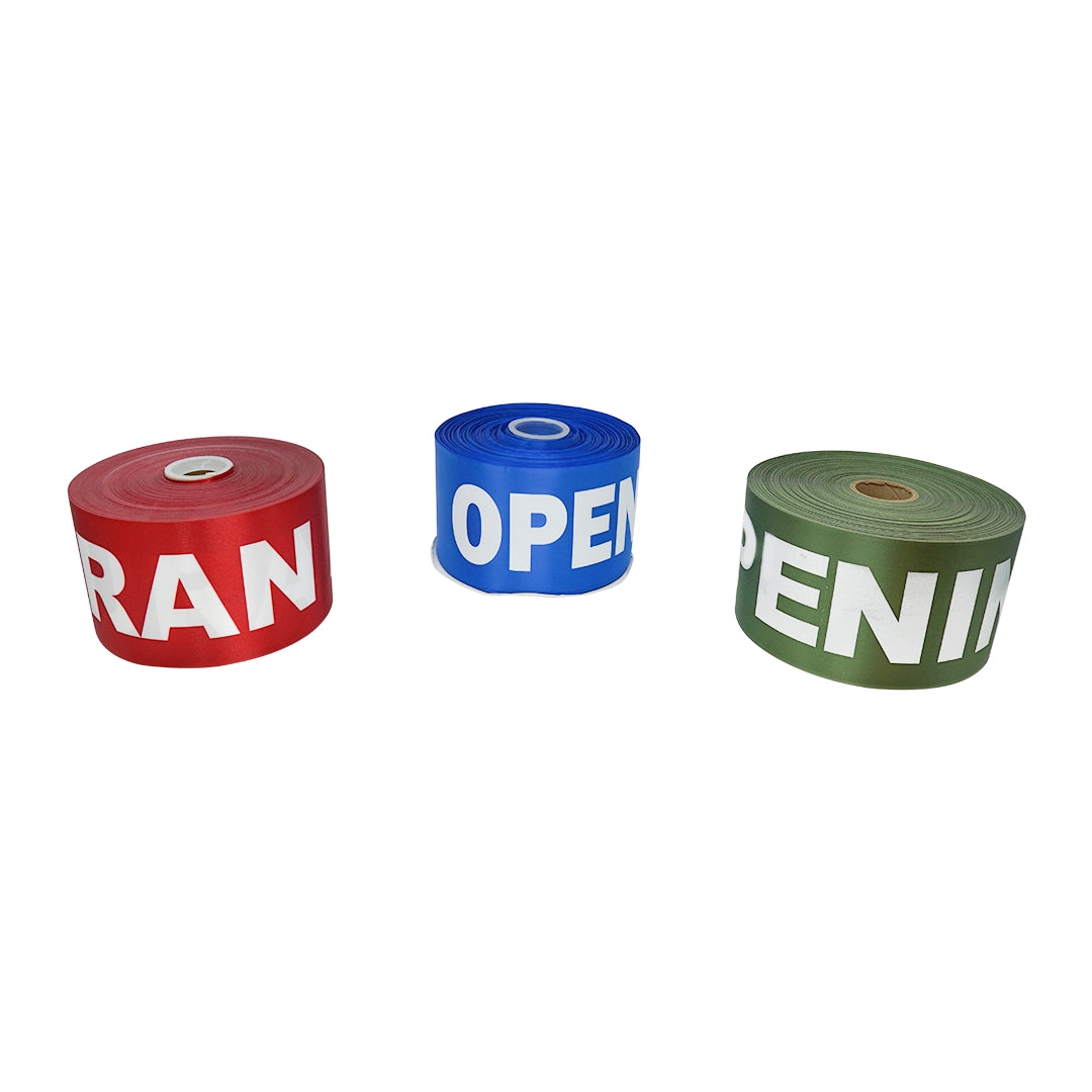 4 Inch Wide Grand Opening Ribbon (White Capital Letters)