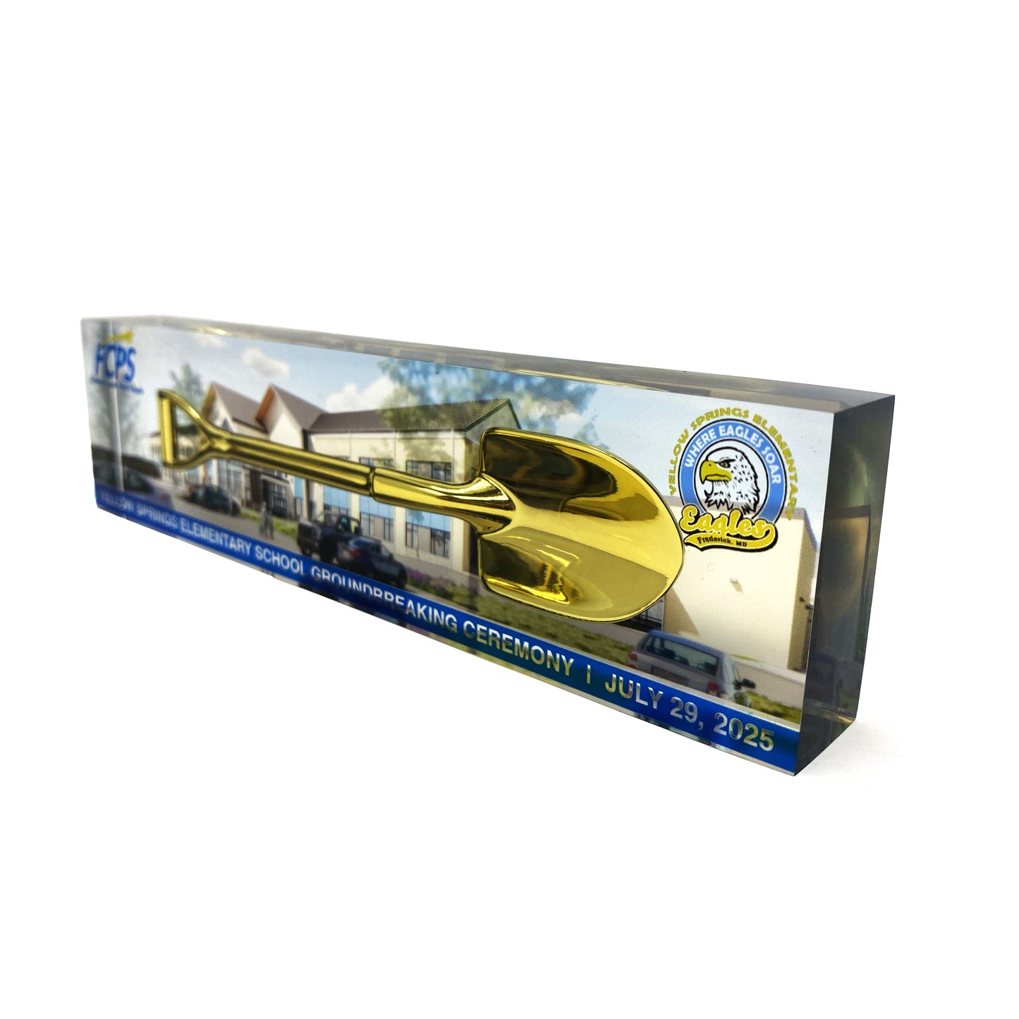 Gold or Silver Shovel Acrylic Block