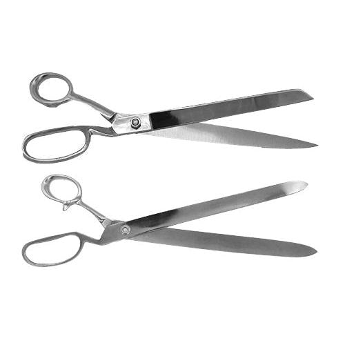 15 Inch Chrome Plated Ceremonial Scissors Comparison - Top: Pointed Bottom: Rounded