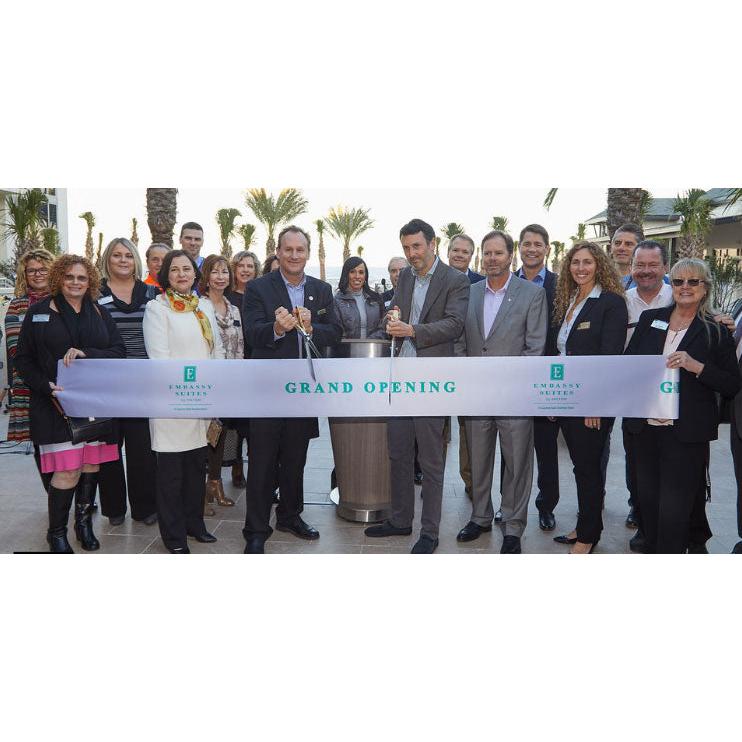 12 inch White Custom Ribbon with 20 inch Gold and Chrome Scissors