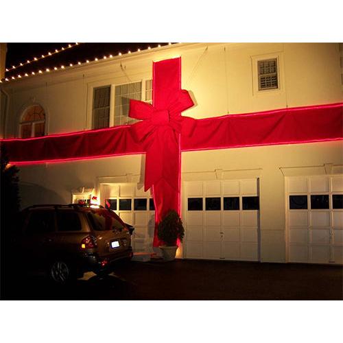 72 inch Red Velvet Building Bow on 36 inch Wide Velvet Ribbon