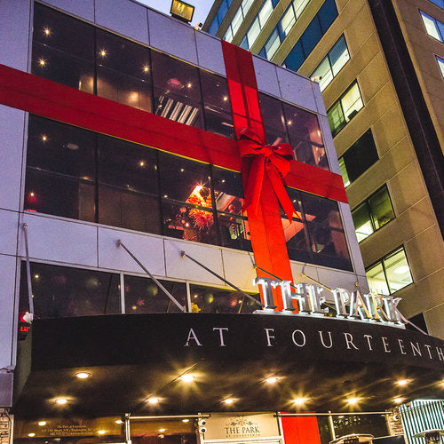 72 inch Red Velvet Building Bow with 36 inch Premium Velvet Ribbon