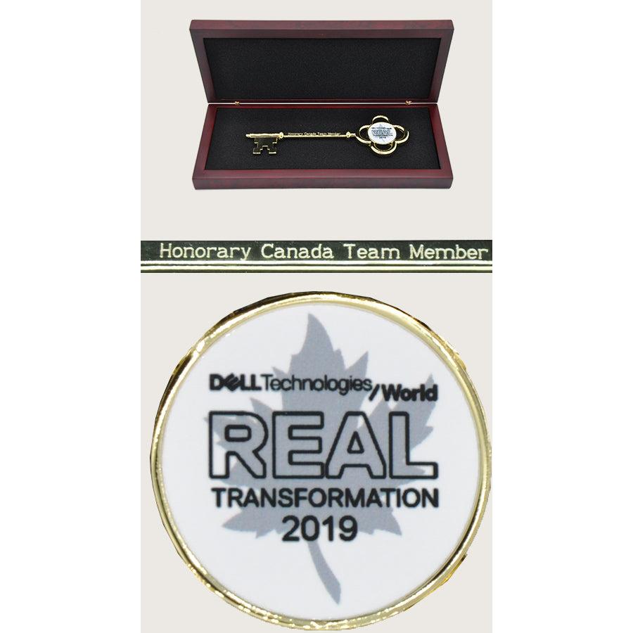 Customized 5-1/2 inch Gold Stratford Key in 8 inch Rosewood Ceremonial Scissors Display Box