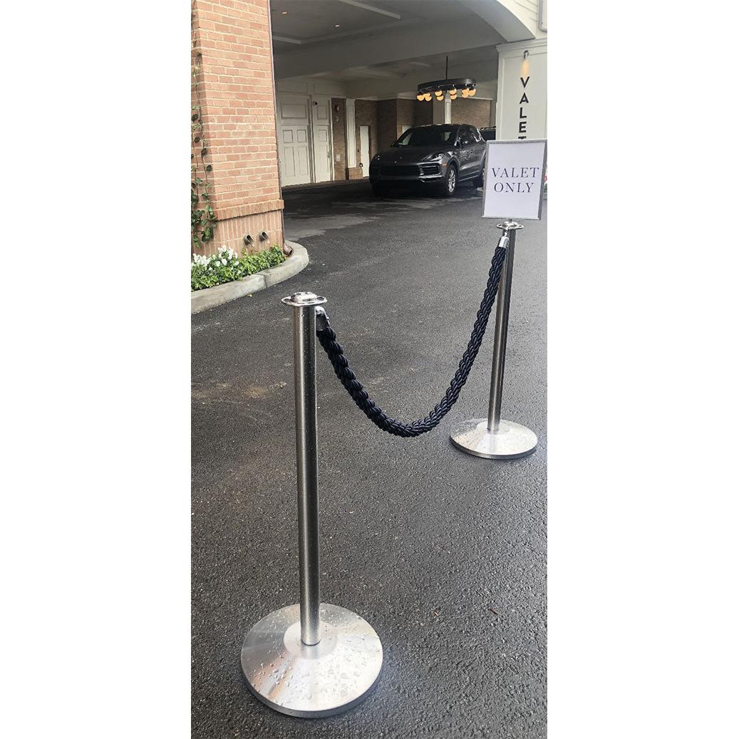 Chrome Stanchion with Braided Twisted Ropes