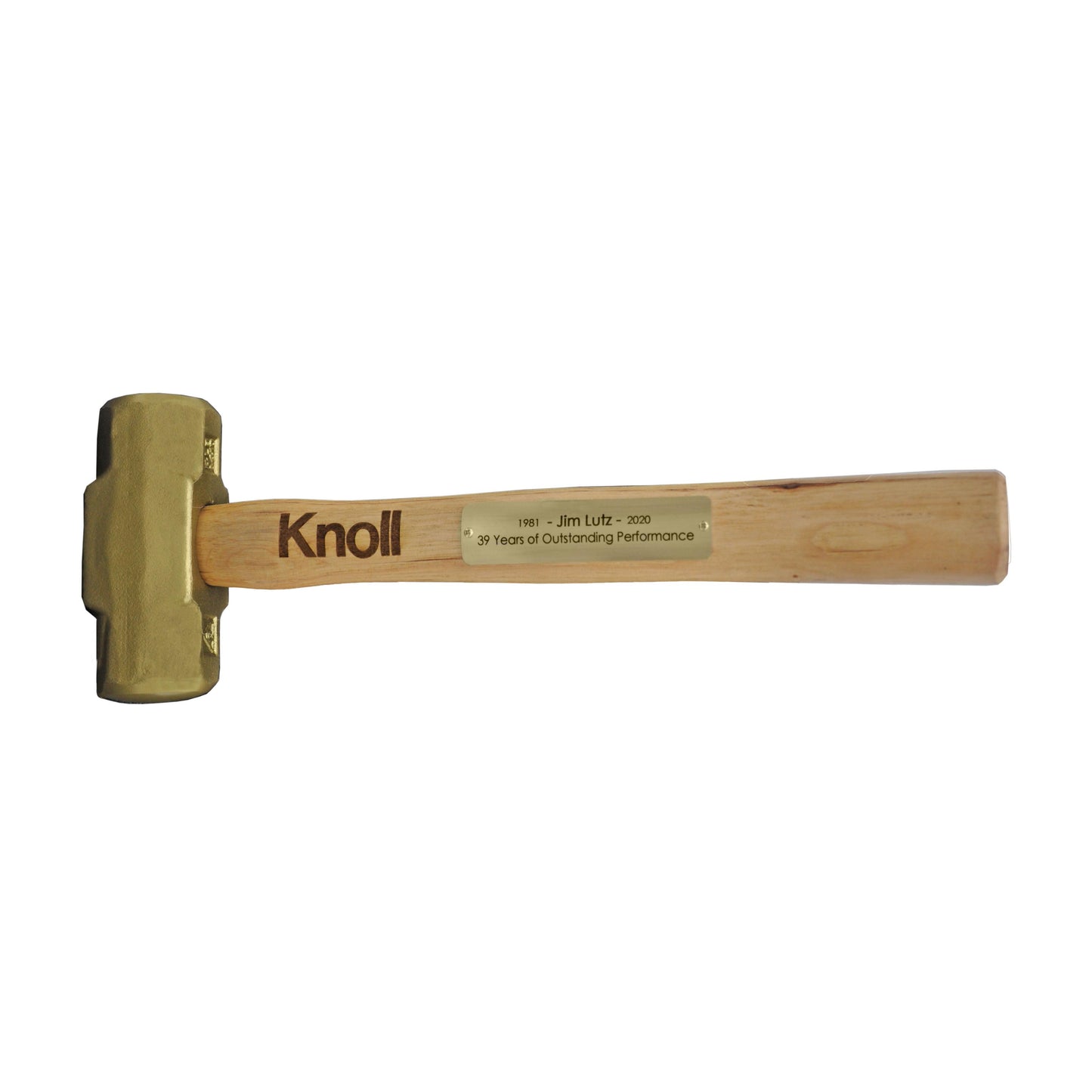Gold Painted Ceremonial Mini Sledgehammer Head with Custom Plate and Burned Embedding