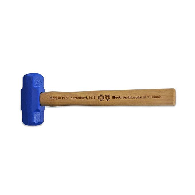 Blue Painted Ceremonial Mini Sledgehammer Head with Burned Embedding