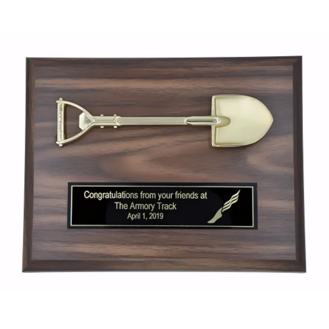 8 Inch Wood Plaque with Shovel