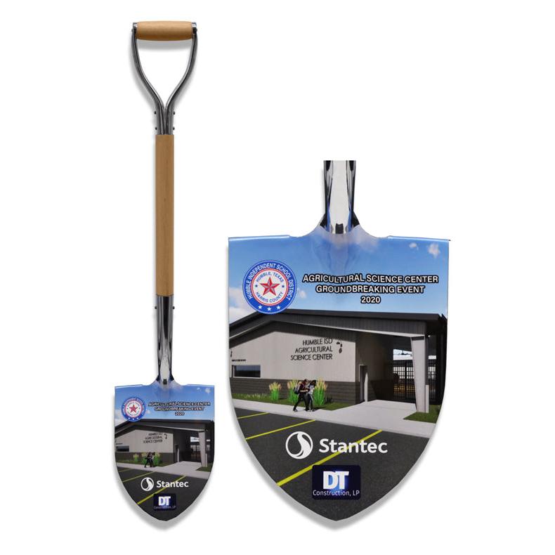 Show Stopping Chrome Flat Ceremonial Shovel with Full Vinyl Wrap on Blade