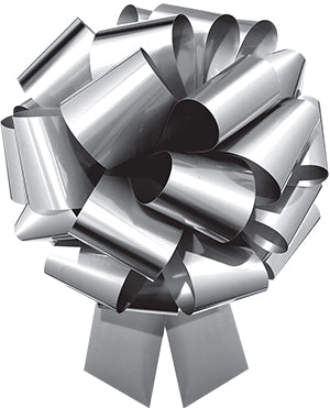 24" Giant Ceremonial Metallic Silver Pull Bow