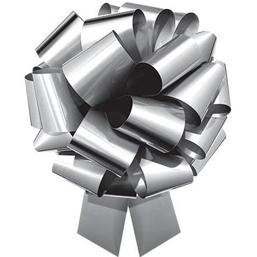 20" Giant Ceremonial Metallic Silver Pull Bow