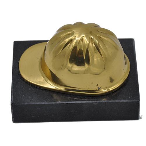 Gold Hard Hat on Black Marble Base