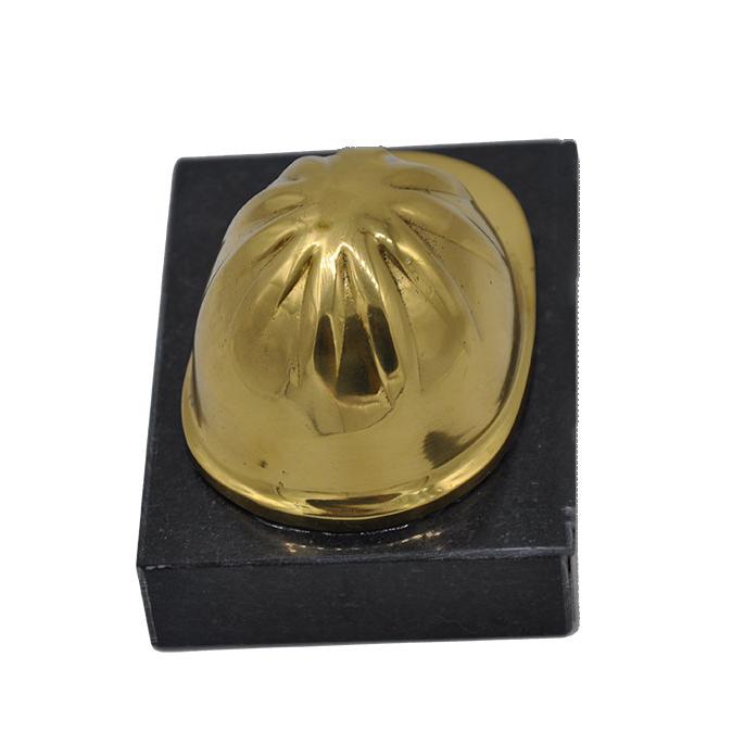 Gold Hard Hat on Black Marble Base