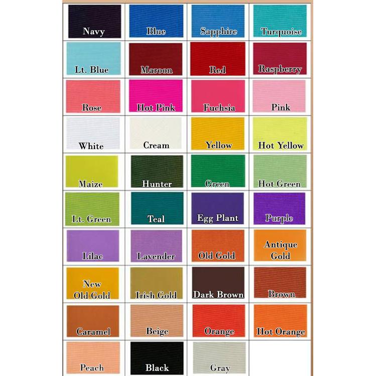 Color Chart for Rosette Ribbons