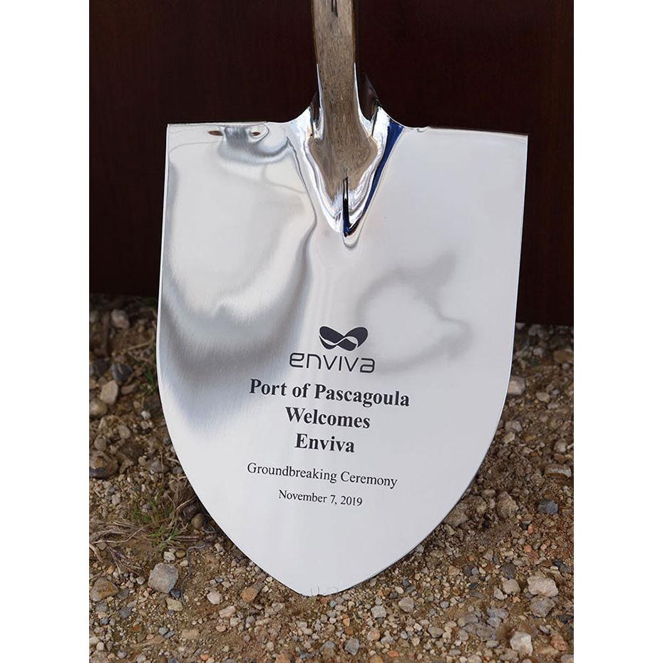 Show Stopping Chrome Flat Ceremonial Shovel with Engraving on Blade