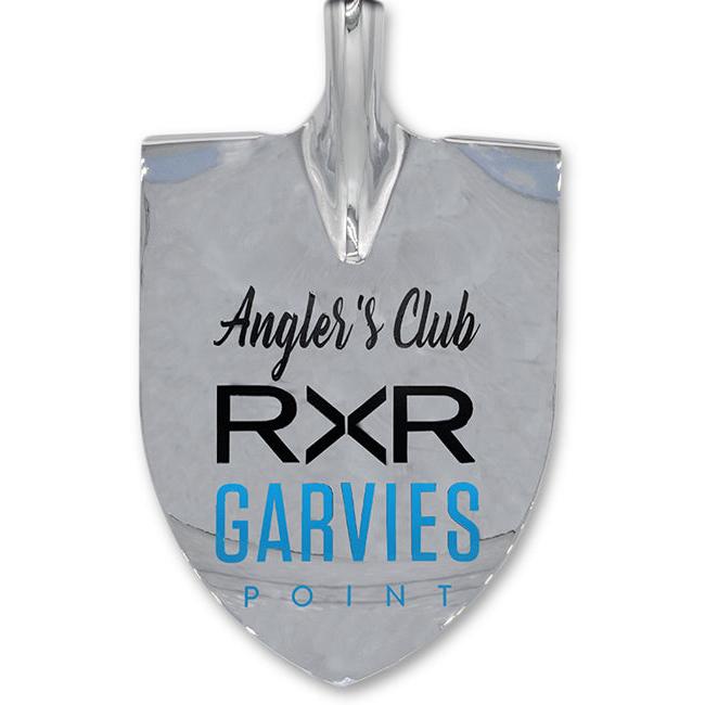 Show Stopping Chrome Flat Ceremonial Shovel with Vinyl Decal on Blade