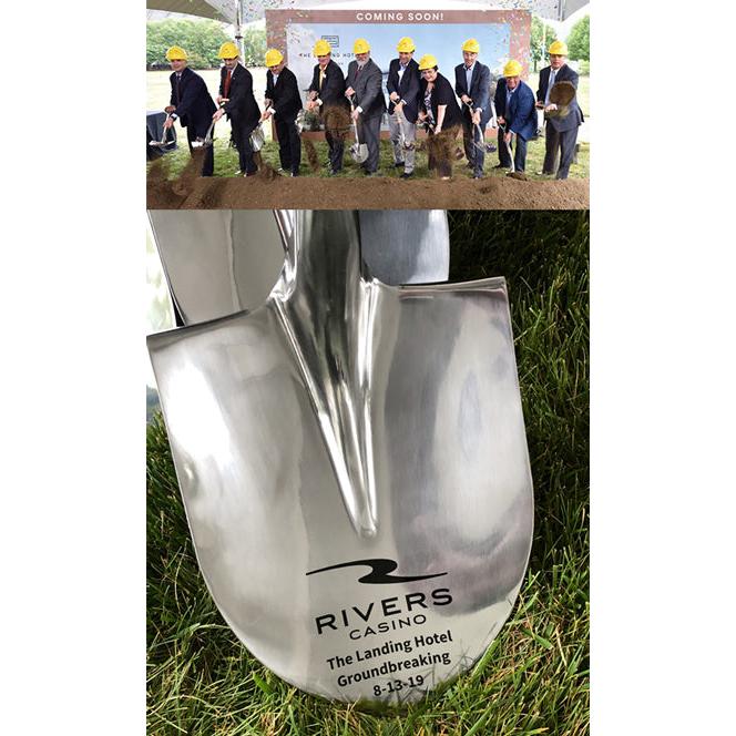 Chrome Plated Regular Ceremonial Shovels with Vinyl Decal and Silver Plate on Stem