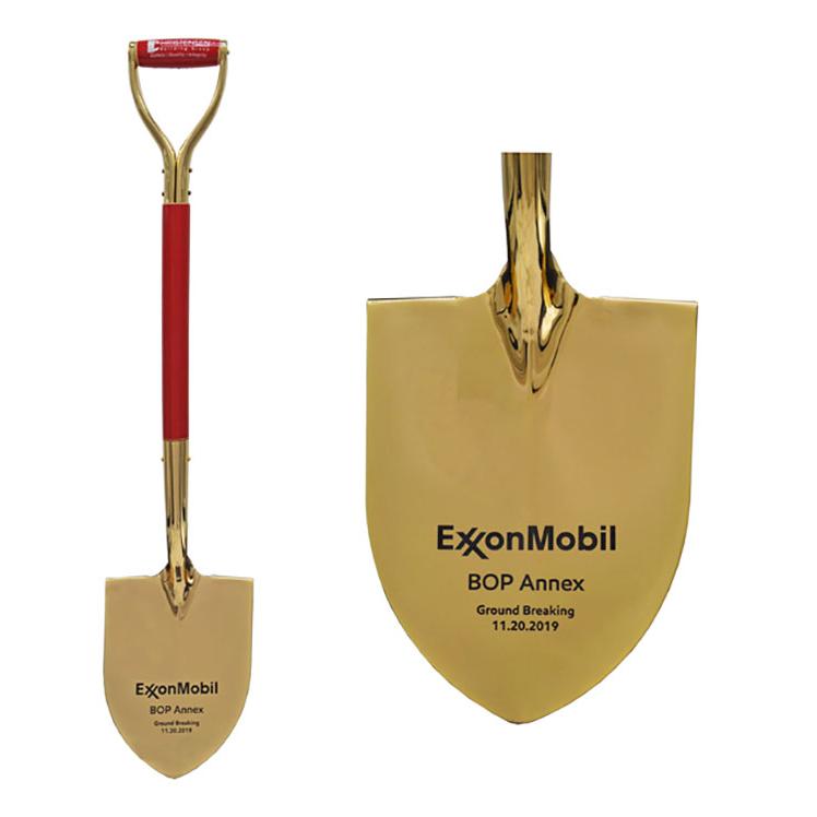 Vinyl Wrapped Gold Flat Shovel with Engraving on Blade