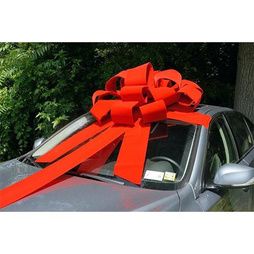 Supersized Circular 3-D Red Velvet Car or Building Bow