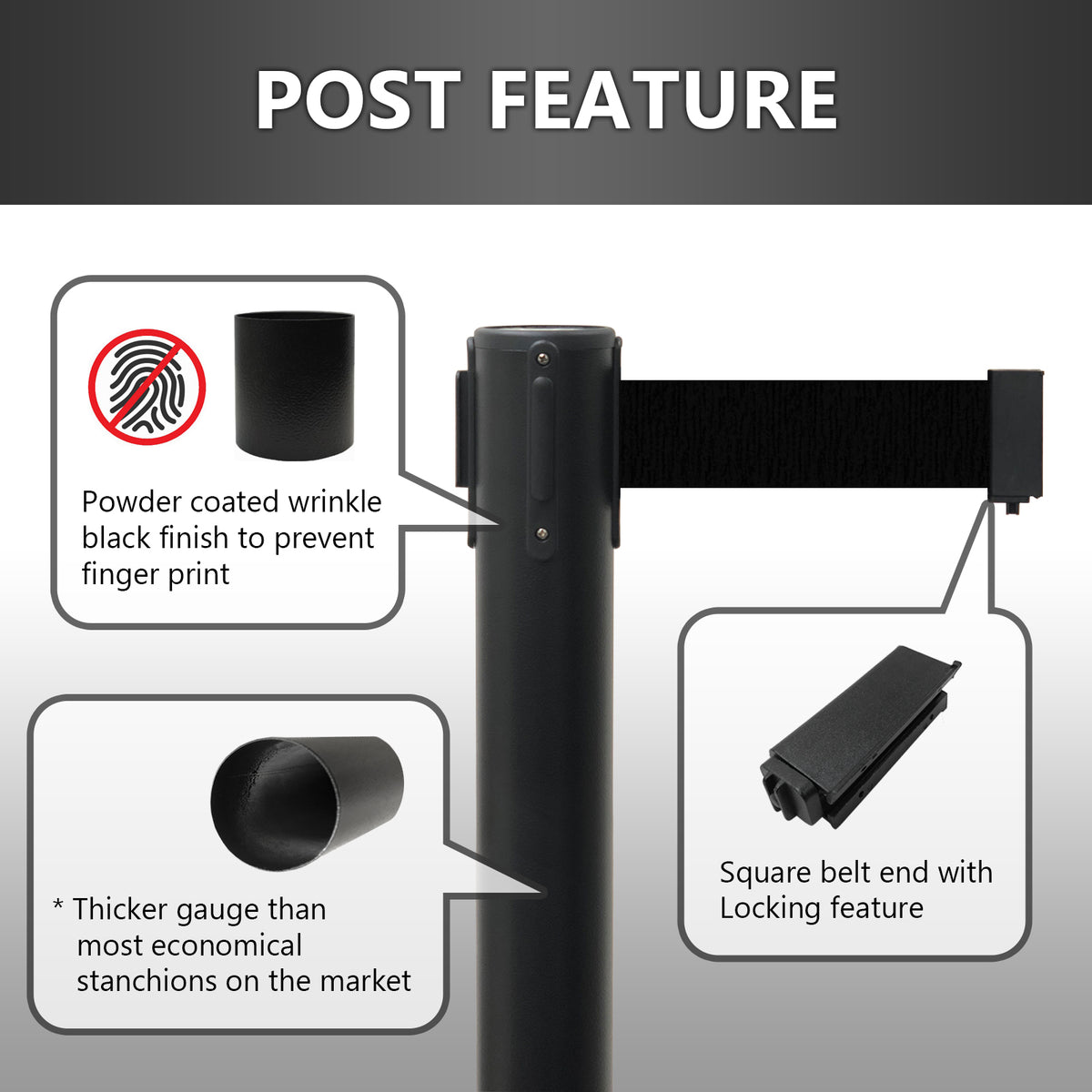 Pair of Heavy-Duty Stadium Retractable Belt Stanchions