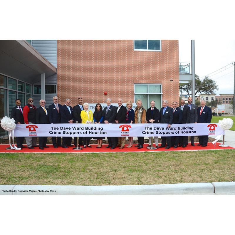 Crime Stoppers of Houston and their custom 18 inch by 8 yard white ribbon and 24 inch white satin bows