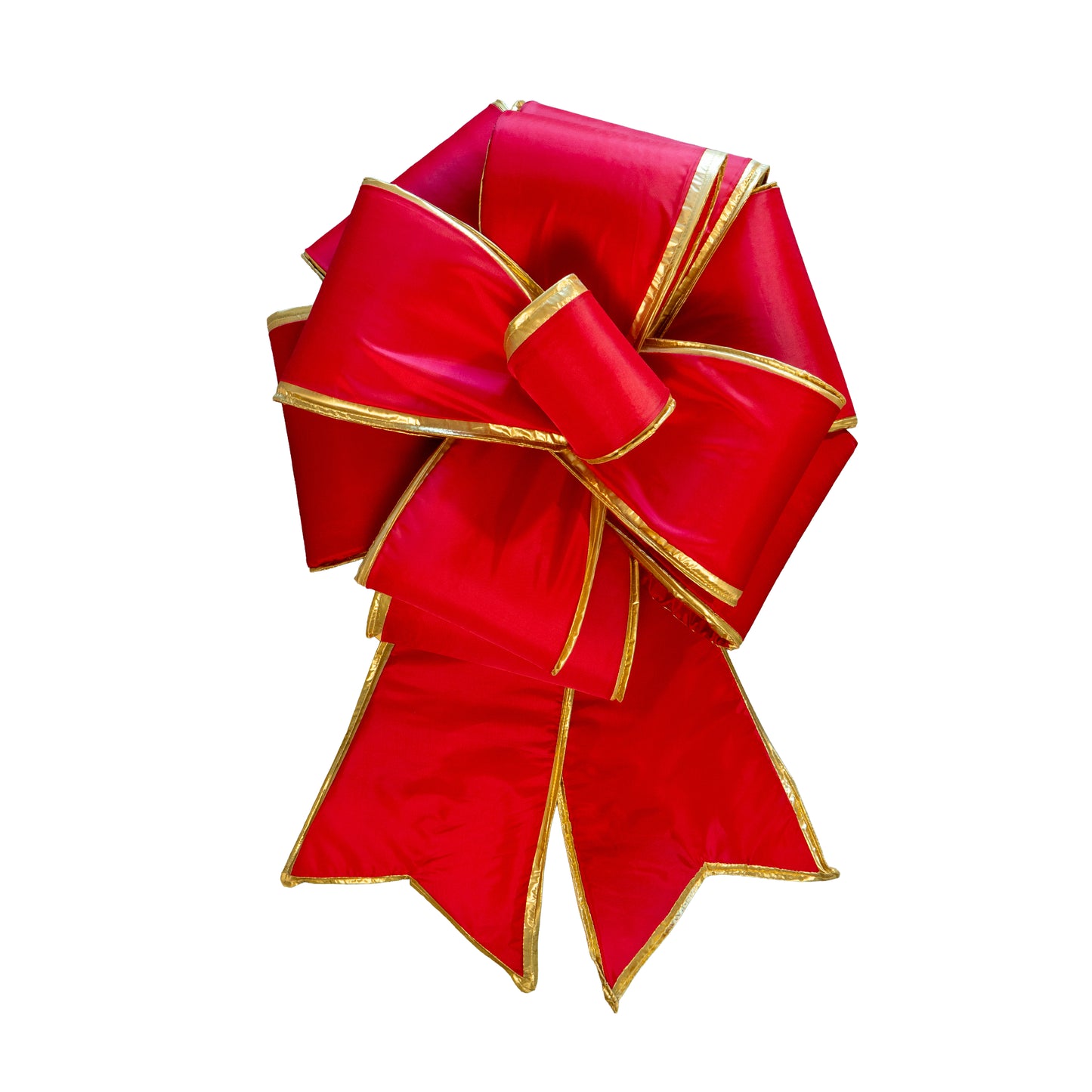 Nylon Multi Loop Bow Red with Gold Trim