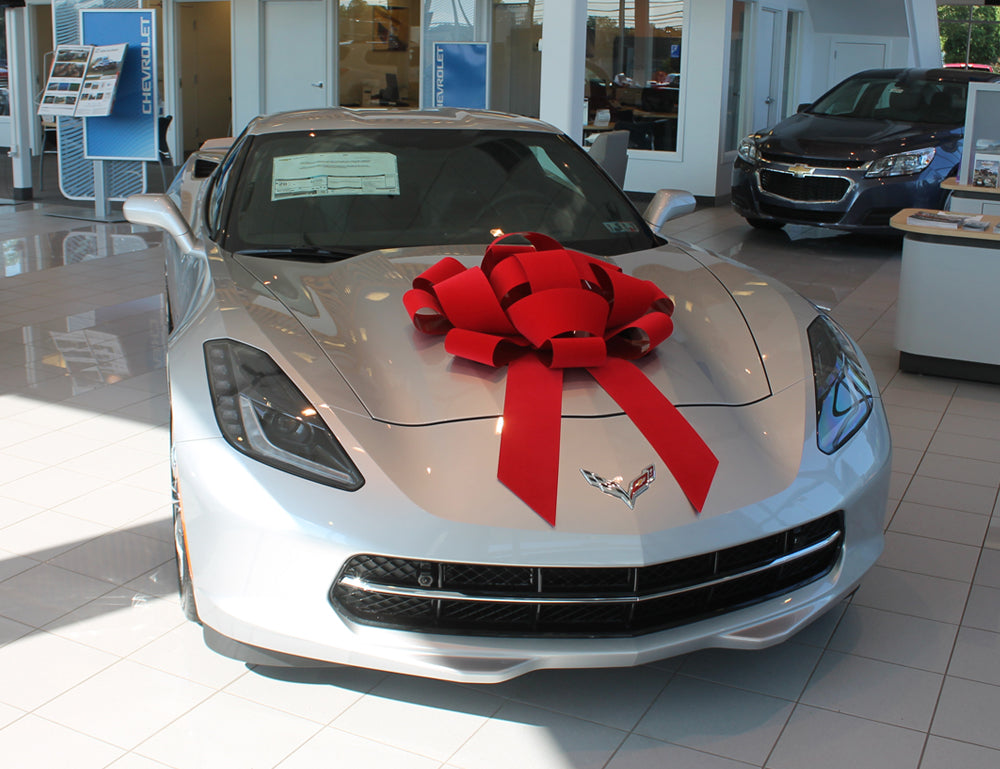 Velvet Magnetic Red Car Bow