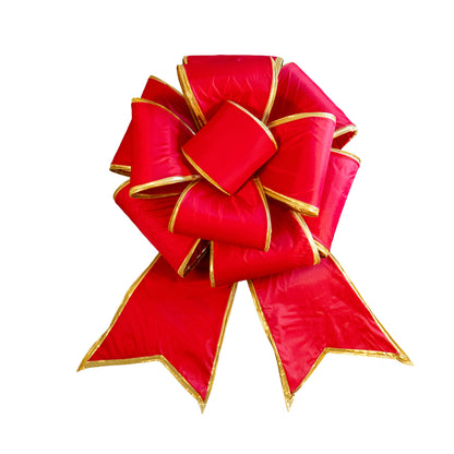 Nylon Multi Loop Bow Red with Gold Trim
