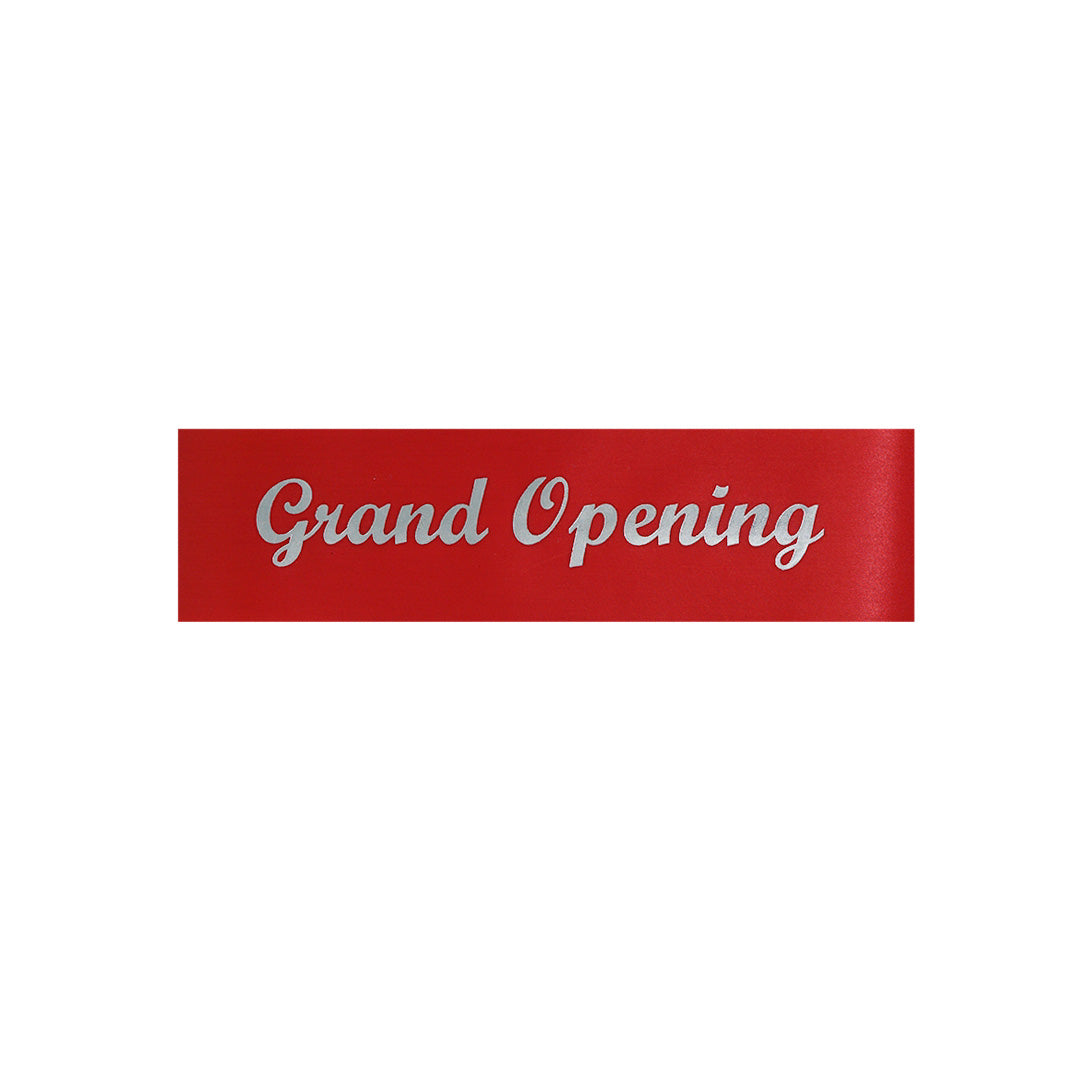 4 Inch Wide Grand Opening Ribbon (Silver or Gold Cursive Letters)