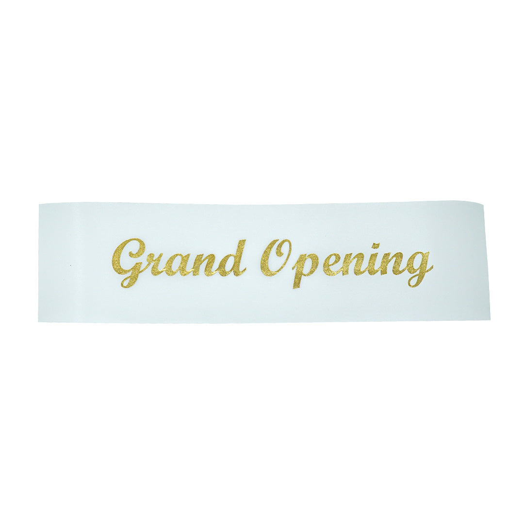 4 Inch Wide Grand Opening Ribbon (Silver or Gold Cursive Letters)