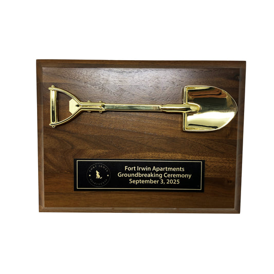 8 Inch Wood Plaque with Shovel