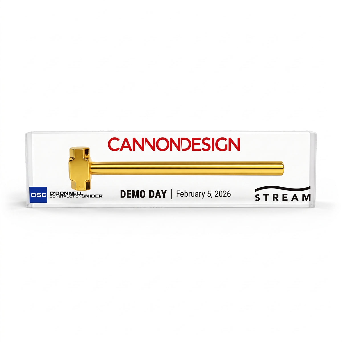 Gold Sledgehammer Acrylic Block