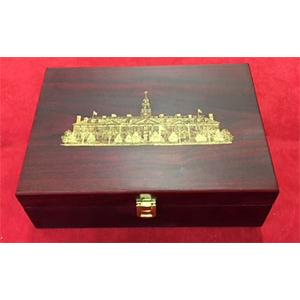 Customized Rosewood Ceremonial Shovel Display Box with Gold Fill