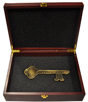 Antique Gold Key in Rosewood Ceremonial Shovel Display Box