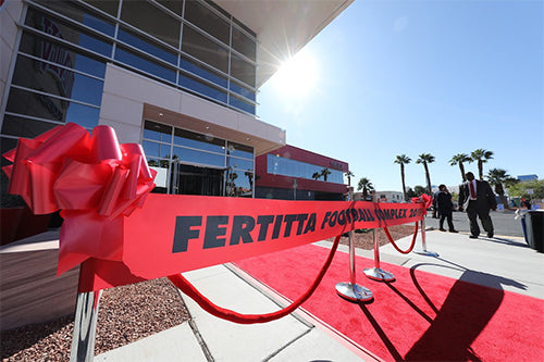 Chrome Stanchions with Red Velvet Rope, 12 Inch Custom Ribbon, and 12 Inch Satin Bow