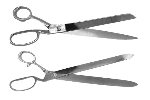 15 Inch Chrome Plated Ceremonial Scissors Comparison - Top: Pointed Bottom: Rounded