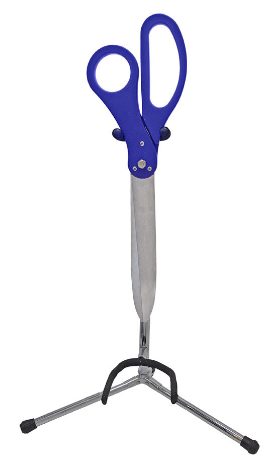 25 inch Custom Royal Blue Ceremonial Scissors on Chrome Stand