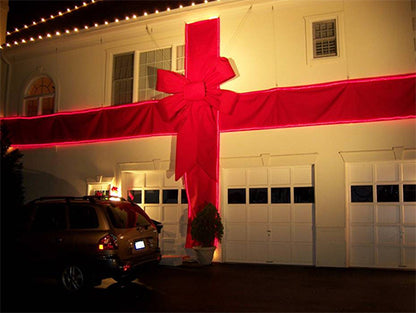 72 inch Red Velvet Building Bow on 36 inch Wide Velvet Ribbon