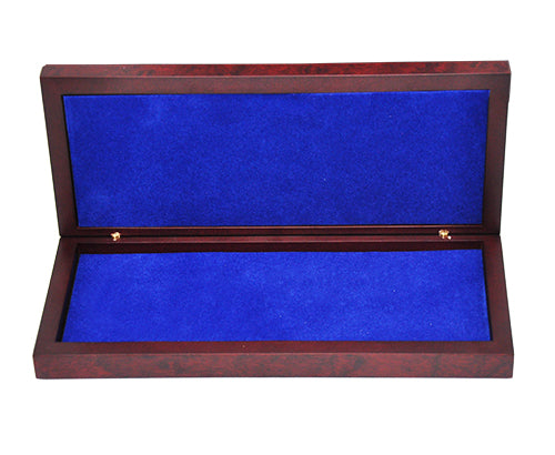 Rosewood Ceremonial Shovel Display Box with Custom Blue Velvet Interior