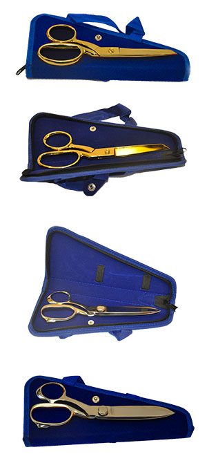 8 inch Gold Plated Scissors in Blue Protective Scissor Case