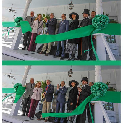 25" Gold Handled Scissors Cutting Ribbon - Photo by Christopher Stickney
