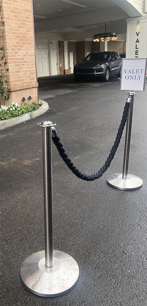 Chrome Stanchion with Braided Twisted Ropes