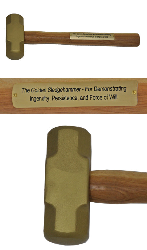 Gold Painted Ceremonial Mini Sledgehammer Head with Custom Plate