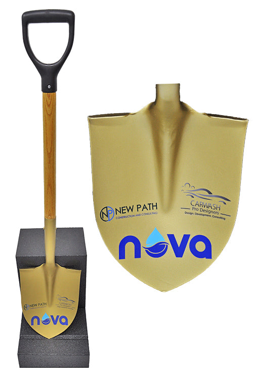 Gold Painted Ceremonial Shovel with Vinyl Decal