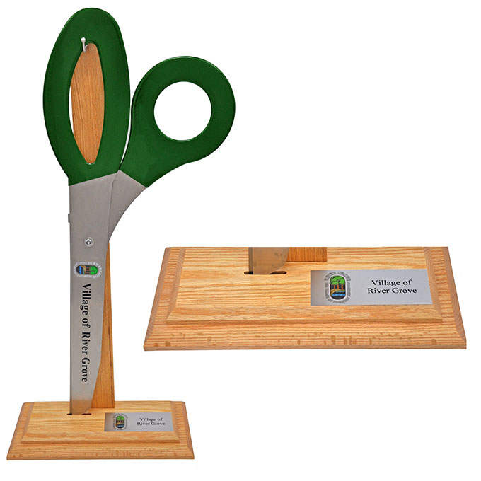 Display Stand for 3 Foot Ceremonial Scissors with Custom Plate