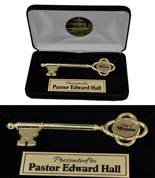 Customized 5-1/2 inch Gold Stratford Key in Black Presentation Box